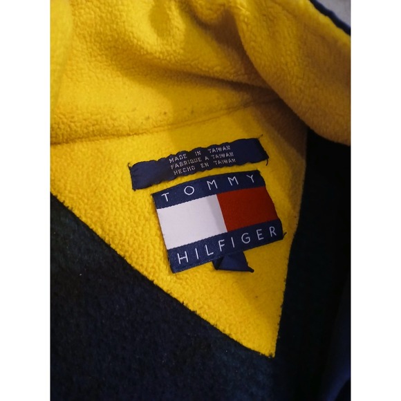 Vtg 90s Tommy Hilfiger Check Fleece Jacket Men's Size S Full Zip Plaid Green - Picture 2 of 9
